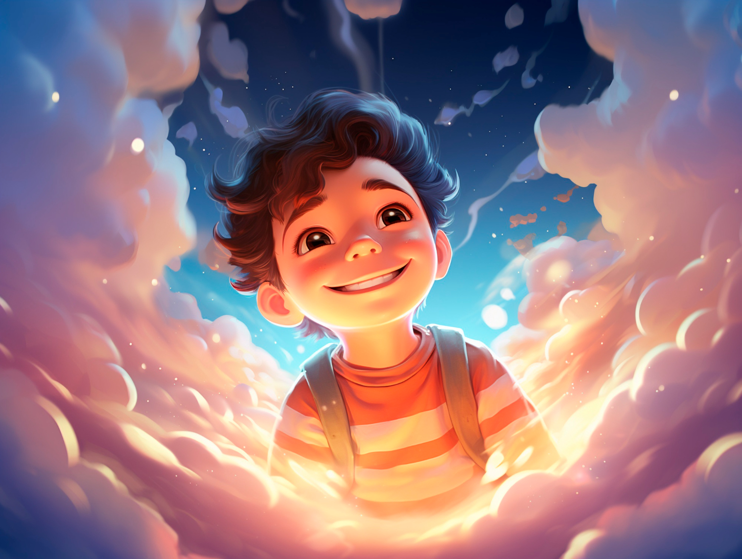 Niño con expresión tranquila en entorno VR terapéutico
